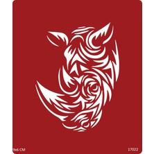 Airbrush Tattoo Boynuzlu Gergedan Stencil Süsleme ve Boyama Kalıbı