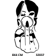 Airbrush Tattoo Çılgın Kız Yapışkanlı Stencil Süsleme ve Boyama Kalıbı