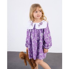 Miniko Kids Kız Çocuk Bayramlık Nakışlı Keten Elbise