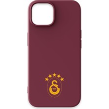 iPhone 14 Uyumlu Galatasaray 5 Yıldız Sarı Arma Bordo Silikon Lisanslı Telefon Kılıfı