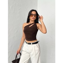 Qutta Kadın Omuz Burgulu Crop Bluz