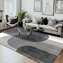 Hype Store Latte Dizayn Sare Desenli Pamuk Tabanlı Yıkanabilen Kaydırmaz Antibakteriyel Salon Halısı 100X200