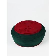 Sarıkhane Namaz Sarığı - Yeşil Kumaş - Bordo Takke - Yuvarlak Sarım - Nâli Şerif - 7 Metre