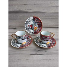 Konyax 2 Kişilik Çift Desenli Kahve Fincanı Seti 2