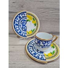 Konyax Lemone 4 Parça 2 Kişilik Porselen Türk Kahvesi Fincan Takımı
