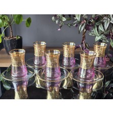 Konyax Çay Seti 12 Parçalık Alda Pembe Lüsterli