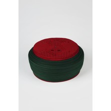 Sarıkhane Namaz Sarığı - Yeşil Kumaş - Bordo Takke - Yuvarlak Sarım - Nâli Şerif - 5 Metre