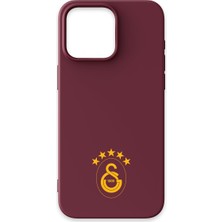 iPhone 14 Pro Max Uyumlu Galatasaray 5 Yıldız Sarı Arma Bordo Silikon Lisanslı Telefon Kılıfı