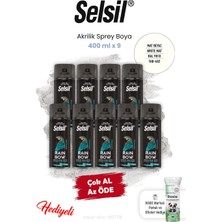 Selsil Akrilik Sprey Boya 400 ml x 9 Mat Beyaz ve Rosie