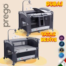 Prego Dubai 10in1 Anne Yanı Park Yatak Oyun Parkı Sallanır Beşik Yana Açılır Kolay Katlanır +Yatak Hediye