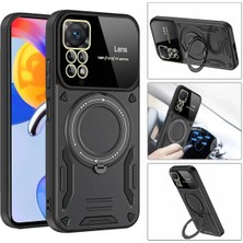 Olinea Newface Redmi Note 11 Kılıf Joy Lens Standlı Kapak - Kırmızı