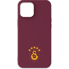 iPhone 12 Pro Uyumlu Galatasaray 5 Yıldız Sarı Arma Bordo Silikon Lisanslı Telefon Kılıfı