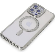 Olinea Newface Iphone 14 Kılıf Joke Simli Magneticsafe Kılıf - Gümüş