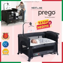 Prego Next To Me 10IN1 Anne Yanı Park Yatak Oyun Parkı Sallanır Beşik Yana Açılır Kolay Katlama 70X120 cm + Yatak Hediye