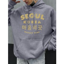 Seul Kore Mektup Baskılar Erkekler Hoody Sonbahar Polar Kapüşonlular Hip Hop Büyük Boy Sokak