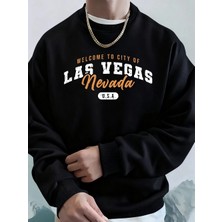 Las Vegas'e Hoş Geldiniz Nevada Baskılı Erkek Sweatshirtleri Kışlık Polar Sıcak Kapüşonlu Üst