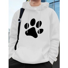 Basit Taban Desen Baskılı Erkek Sweatshirtleri Kışlık Bol Kapüşonlu Üstler Spor Cepli Polar S