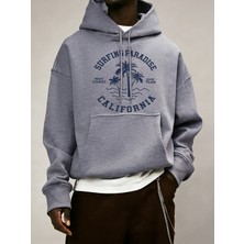 Sörf Cenneti Kaliforniya Baskılı Kapüşonlular Erkek Cep Yumuşak Giysiler Polar Gevşek Üstler