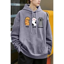 Taş Kağıt Makas Kedi Pençeleri Tasarım Erkekler Hoody Cep Rahat Kapüşonlular Moda Sonbahar Ka