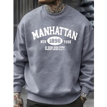 Manhattan New York Sleepless City Desen Erkek Kazak Bisiklet Yaka Günlük Kazak Sonbahar Sokak