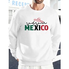Meksika Yaratıcı Harf Baskılı Günlük Sokak Giyimi Erkek Polar Yüksek Bel Sweatshirt Spor Bisi