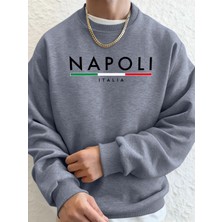 Napoli Italya Mektup Desenli Moda Kapüşonlu Üst Erkekler Sonbahar Polar Kapşonlu Kazak Rahat