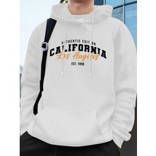 Los Angeles Kaliforniya Baskı Erkek Kapüşonlu Üst Sonbahar Bol Sweatshirt Hip Hop Cepli Polar