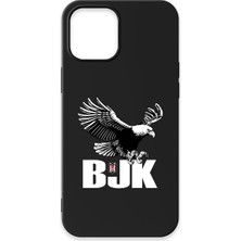Belirtilmemiş iPhone 12 Pro Uyumlu Beşiktaş Kartal Bjk Siyah Silikon Lisanslı Telefon Kılıfı