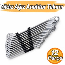 Badem10 Yıldız Ağız Anahtar Takımı 12 Parça Tam Set Oto Sanayi ve Atölye Kullanımına Uygun Dayanıklı Çelik
