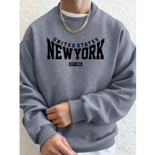 Amerika Birleşik Devletleri New York Est 1986 Baskılar Erkek Sonbahar Spor Tişörtü Bol Rahat