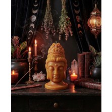 Raw Home Turuncu Buda Figürlü Dekoratif Mum – Mandalina Kokulu %100 Soya Wax El Yapımı Spiritüel Tasarım Mum