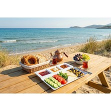 4 Bölmeli Melamin Kahvaltı ve Sunum Tabağı - 26X23 cm - Beyaz