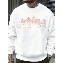 Boston City Line Baskılar Erkekler Kazak Sonbahar Hip Hop Moda Kazaklar Rahat Tişörtü Rahat P