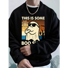 Bu Biraz Şaka Yapılı Baskılı Erkek Sweatshirt Kışlık Yuvarlak Yaka Kapüşonlu Sweatshirt Sokak