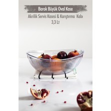 Depa Akrilik Barok Şeffaf Büyük Oval Meyve & Salata Kasesi & Karıştırma Kabı / 3,3 Lt  (Cam Değildir)