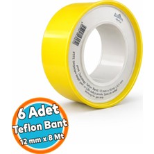 Nzb (6 Adet) Doğalgaz Teflon Bant Büyük 12 mm x 8 Metre