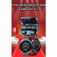 Ikili Set Akıllı Saat ve Bluetooth Kulaklık Kablosuz Uzun Pil Ömrü Spor Modları