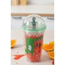 M&B Water Bottle Dinozor Temalı Pipetli Bardak Yeşil Renkli Plastik Su ve İçecek İçin Eğlenceli Kullanım