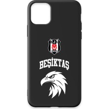 iPhone 11 Pro Max Uyumlu Beşiktaş Kolej Yazı Kartal Siyah Silikon Lisanslı Telefon Kılıfı