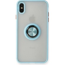 iPhone Xs Max Kılıf Montreal Yüzüklü Silikon Kapak - Buz MAVI-(5796) - EMTHBA1068-4592
