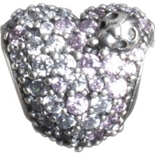 Nur Silver Taşlı Kalp ve Uğur Böceği Gümüş Charm NUR-BL00068