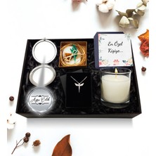 As Gift Kişiye Özel Ayna & Gümüş Kaplama Melek Kolye & Bardak Mum & Kokulu Sabun Hediye Seti
