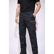 Kırmızı Detaylı Siyah Iş Pantolonu