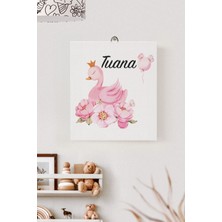 Lilabio Isme Özel Çocuk Odası Kanvas Tablo Kuğu (17X21 Cm)