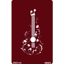 Airbrush Tattoo Çiçekli Gitar Yapışkanlı Stencil Süsleme ve Boyama Kalıbı Şablon