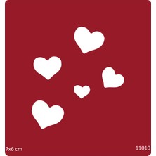 Airbrush Tattoo Sıralı Kalpler Yapışkanlı Stencil Süsleme ve Boyama Kalıbı