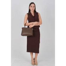 Silver & Polo Silver Polo Kahve - Kahve Cilt Kadın El Çantası SP1237