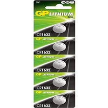 Hype Store Gp Batteries CR1632 1632 Boy Lityum Düğme Pil, 3 Volt, 5'li Kart