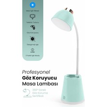 Kensa 8W LED Göz Koruma Masa Lambası – Telefon Tutuculu, Kalemlikli, Çok Fonksiyonlu LED Çalışma Lambası