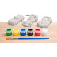 Ehobici Taş Boyama Seti Yarış Arabaları 6 Renk Akrilik Boya 5ml + Fırça